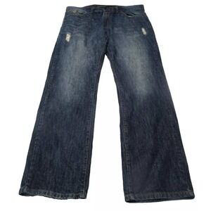 Rocawear‎ Jeans Mens 34 Dark Wash Denim Wide Straight Relaxed 34x32 Fade Whisker